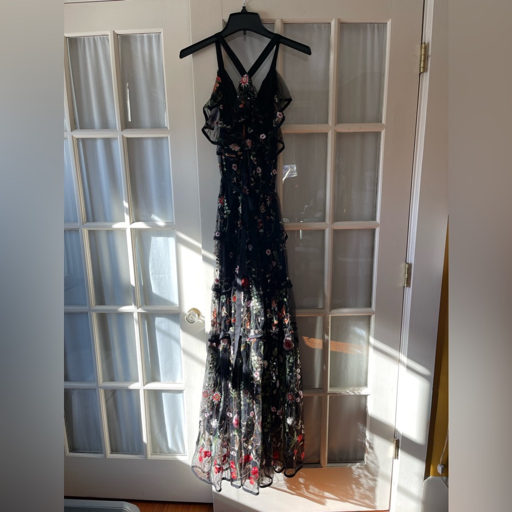 Hesperus Embroidered Mesh Halter Dress